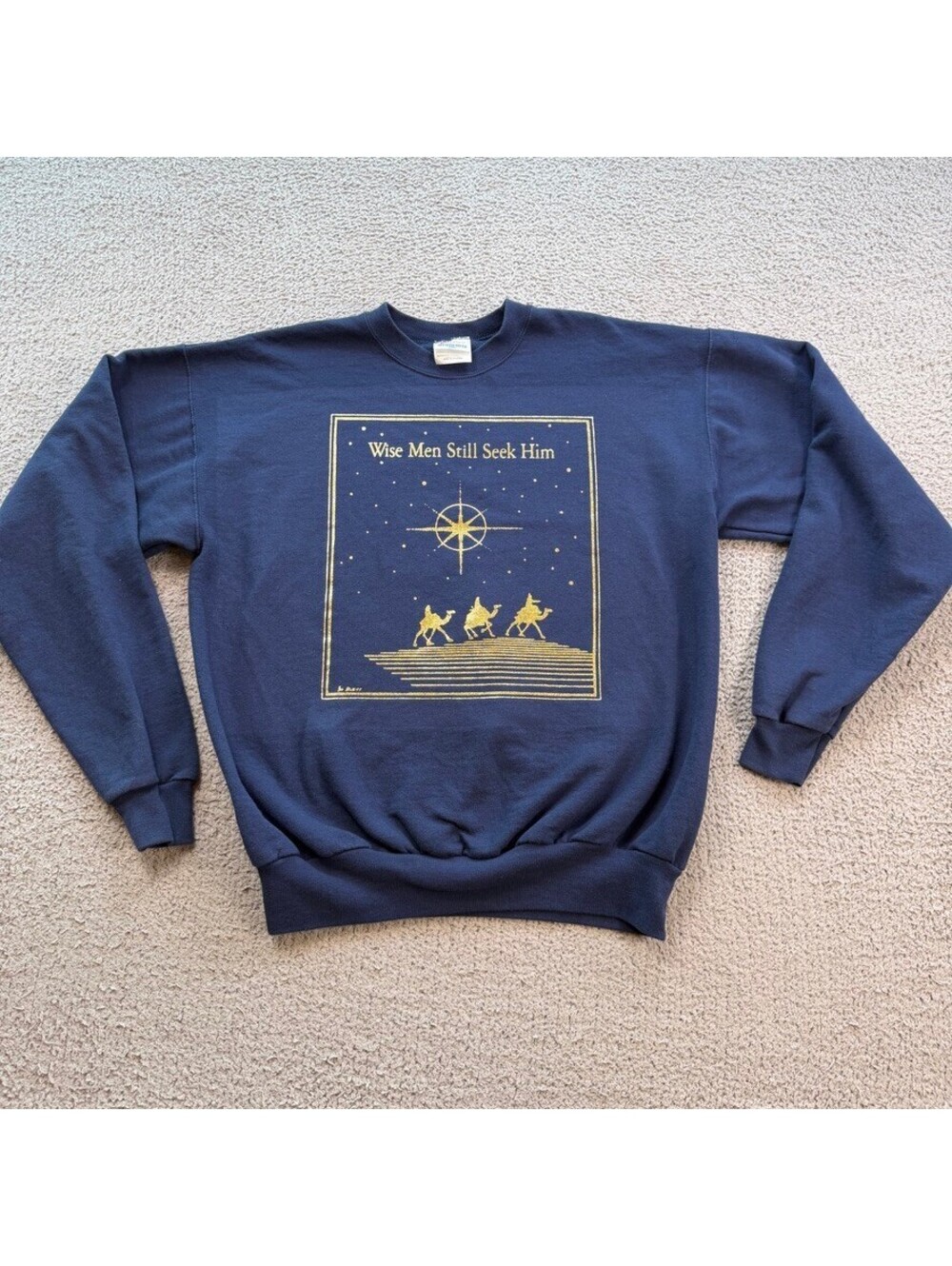 Vintage 90s Hanes Wise Men Still Seek Him Christian Jesus Graphic Sweatshirt M